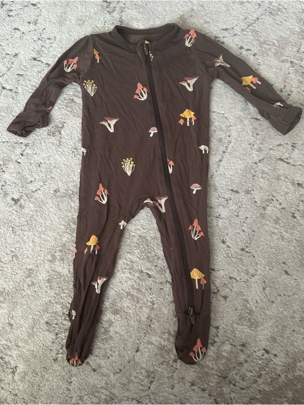 Kyte BABY Brown Mushroom Print Footie